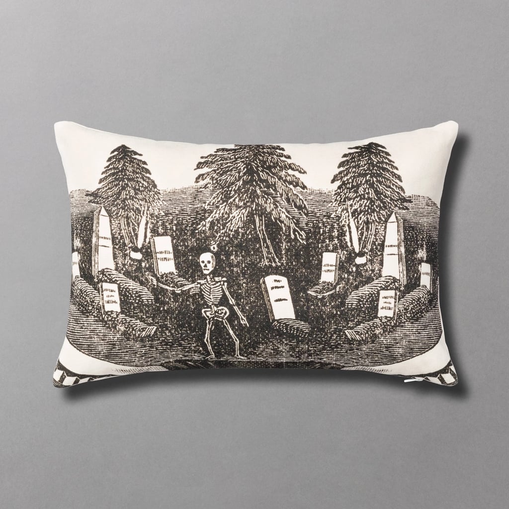 John Derian for Threshold Rest In Peace Skeleton Graveyard Lumbar Throw Pillow