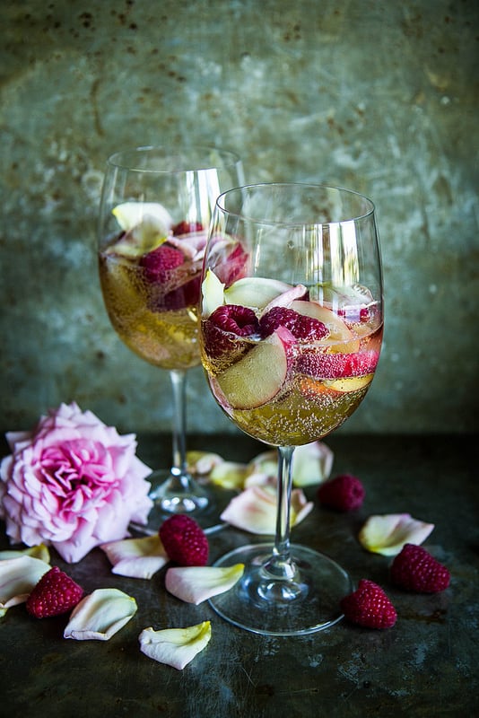 White Peach, Rose, and Raspberry Sangria