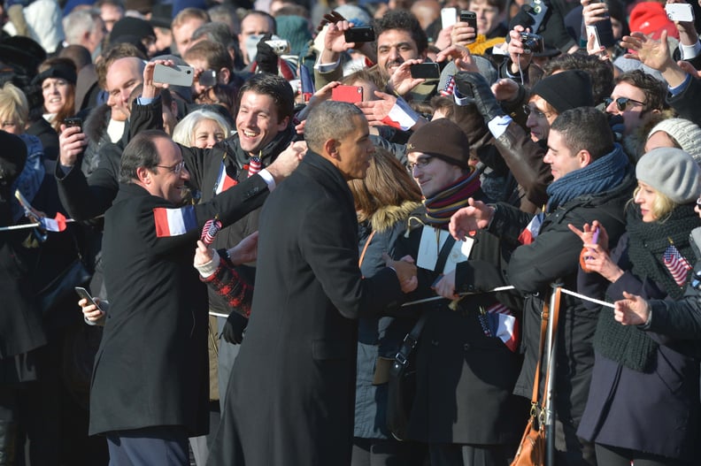 So they headed over to meet onlookers with cameras and berets.