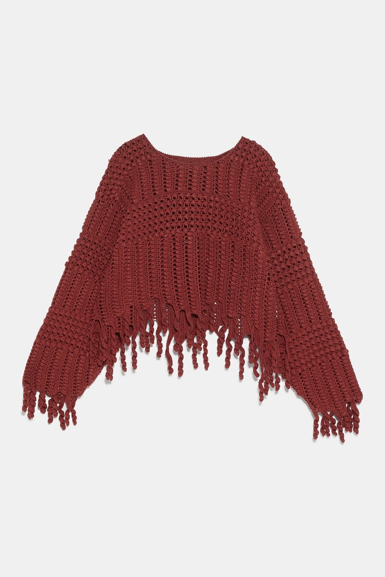 Zara Studio Textured Fringed Sweater