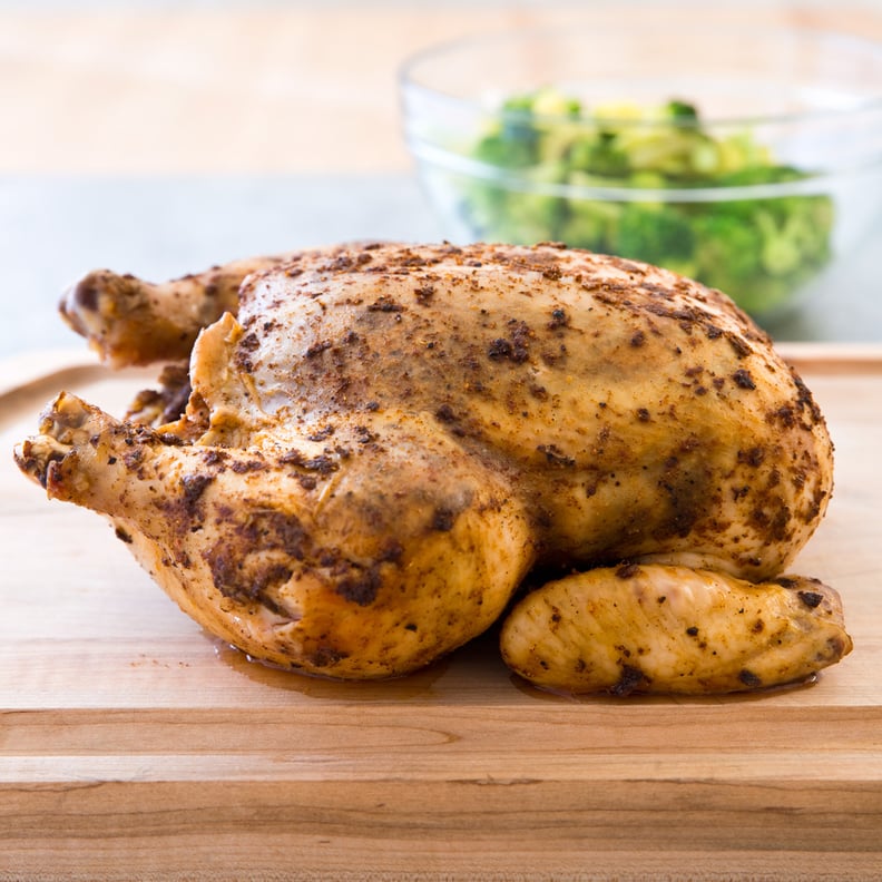 Whole "Roast" Spice-Rubbed Chicken With Lemony Steamed Broccoli
