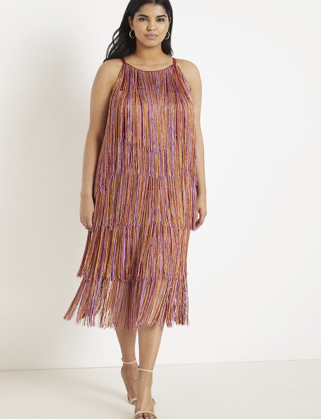 Eloquii Fringe Midi Dress | Hunter 