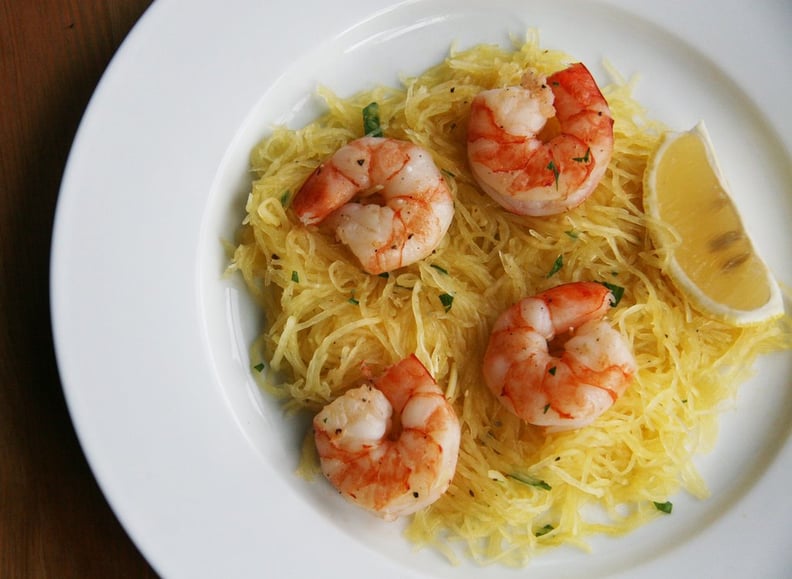 Paleo: Shrimp Over Spaghetti Squash