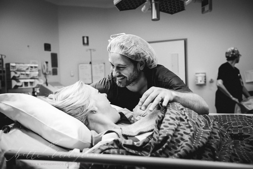 C-Section Mom Watching Baby's Birth