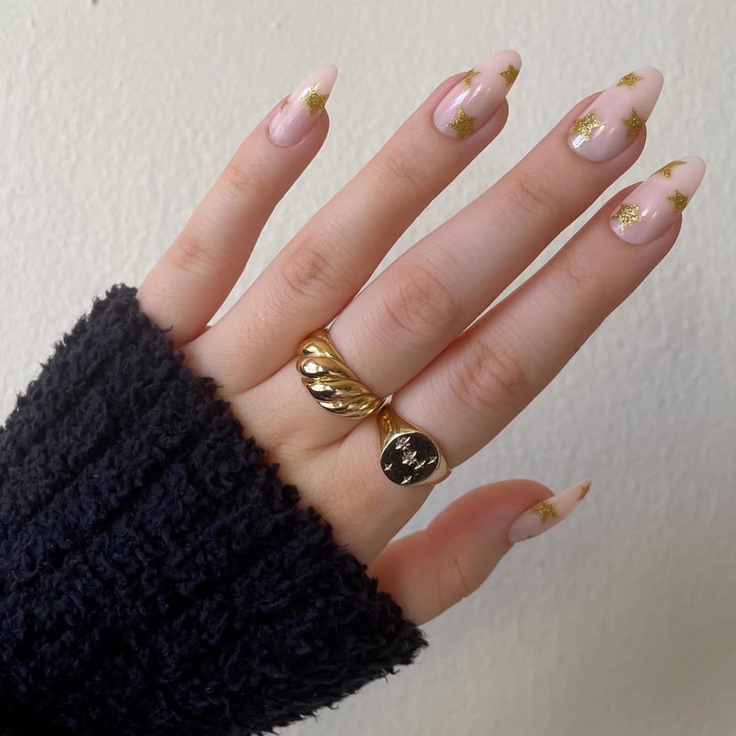 Simple nail design with gold foil #nails #naildesign #naildecoration #, Nail Designs