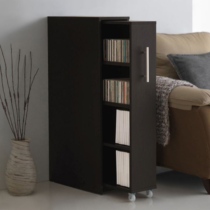 Baxton Studio Lindo Pull-Out Door Bookcase in Dark Brown