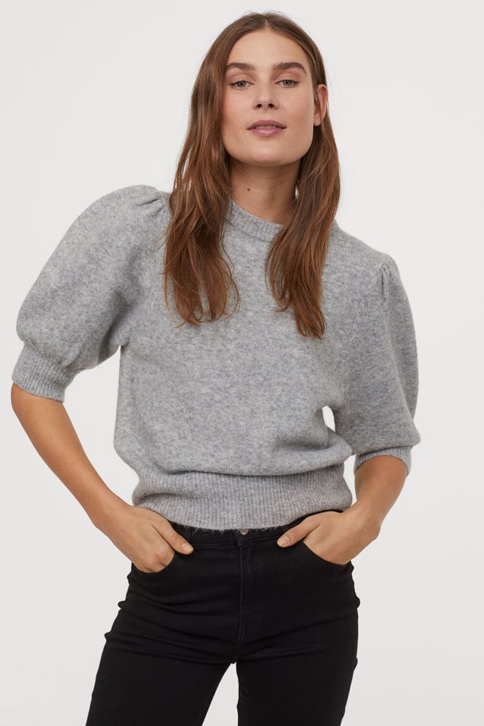 H&M Puff-sleeved Knit Sweater