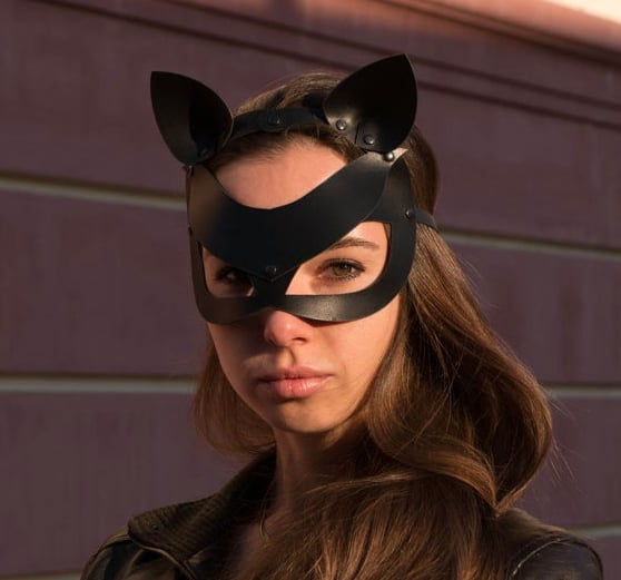 Shop the Look: Black Leather Cat Woman Mask