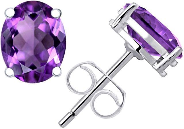Ice Amethyst Solitaire Stud Earrings