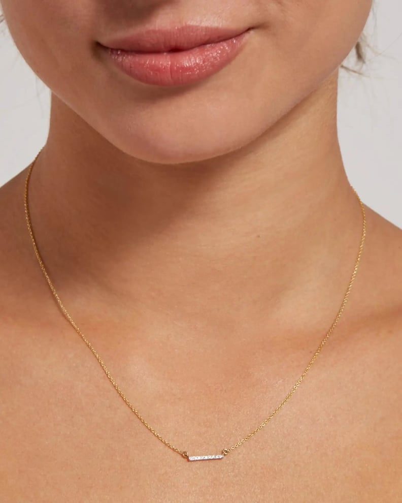 A Real Gold Necklace: Gold Diamond Bar Necklace
