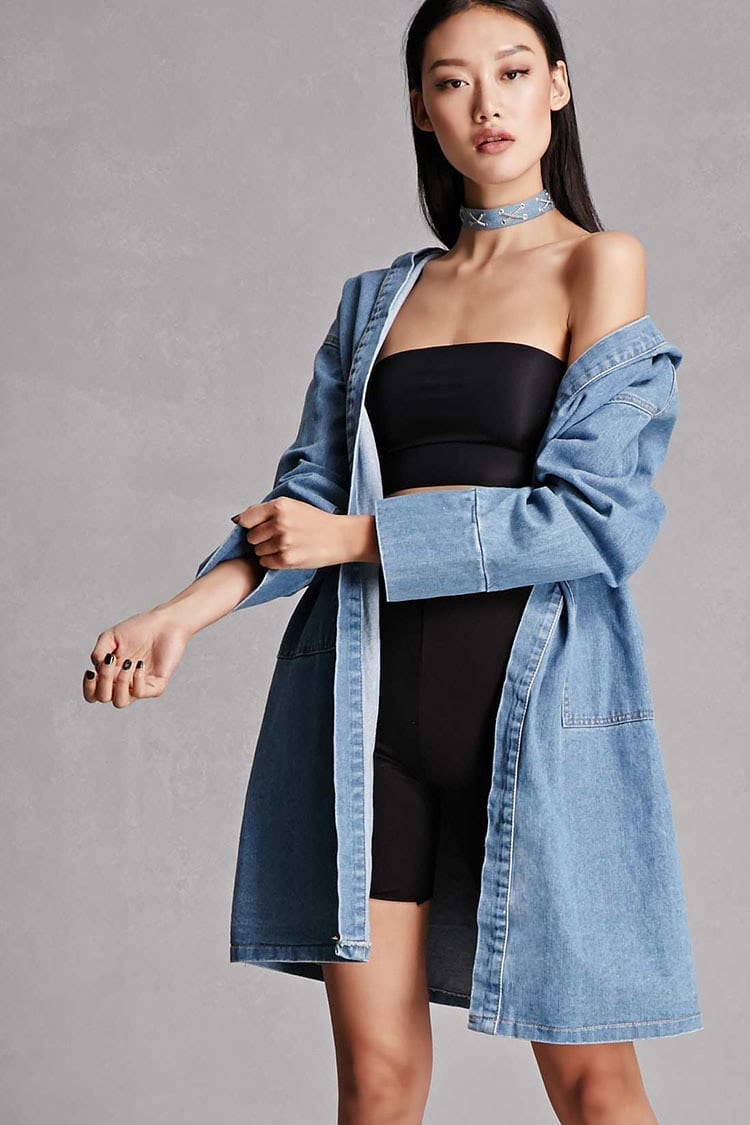 Hooded Longline Denim Jacket