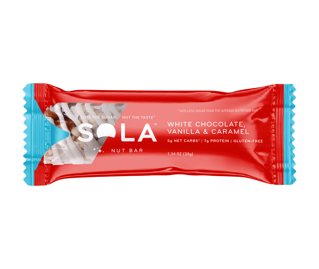 Sola White Chocolate, Vanilla and Caramel Nut Bar