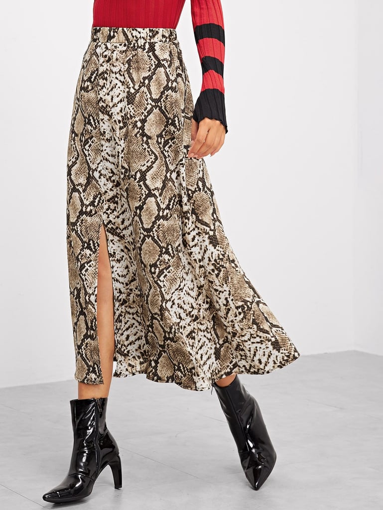Shein Snake Skin Print Split Skirt | Queen Letizia's Zara Snakeskin ...