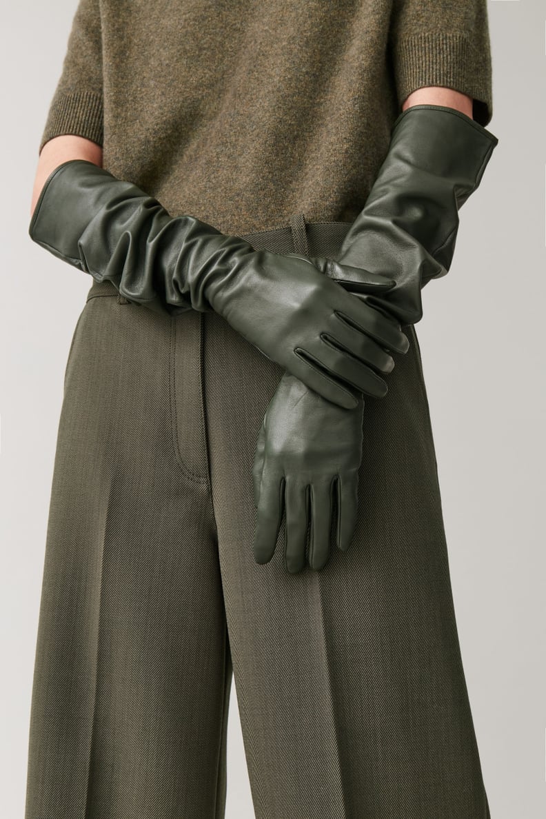 Cos Curved Long Leather Gloves