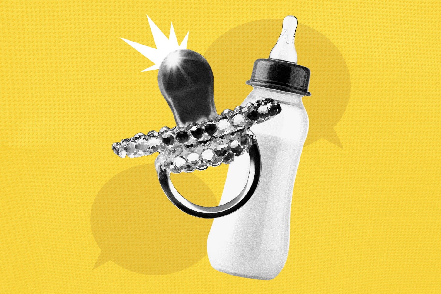 baby bottle and bedazzled pacifier