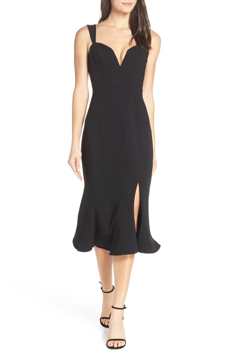 Harlyn Notched Neck Midi Trumpet Dress