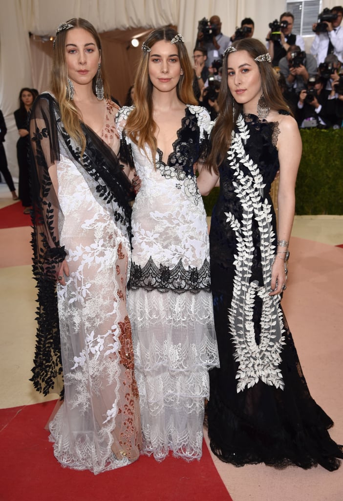Haim coordinated their black-and-white ensembles at the Met Gala in 2016.