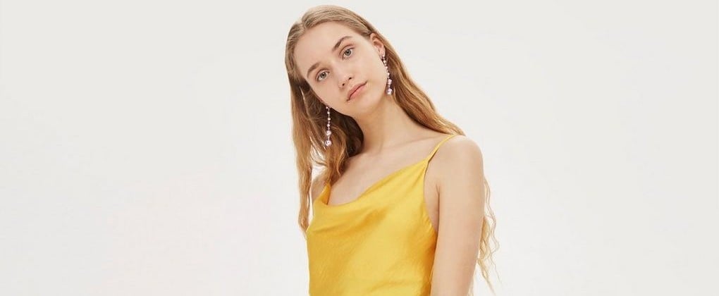 Topshop Yellow Cowl Neck Slip Dress