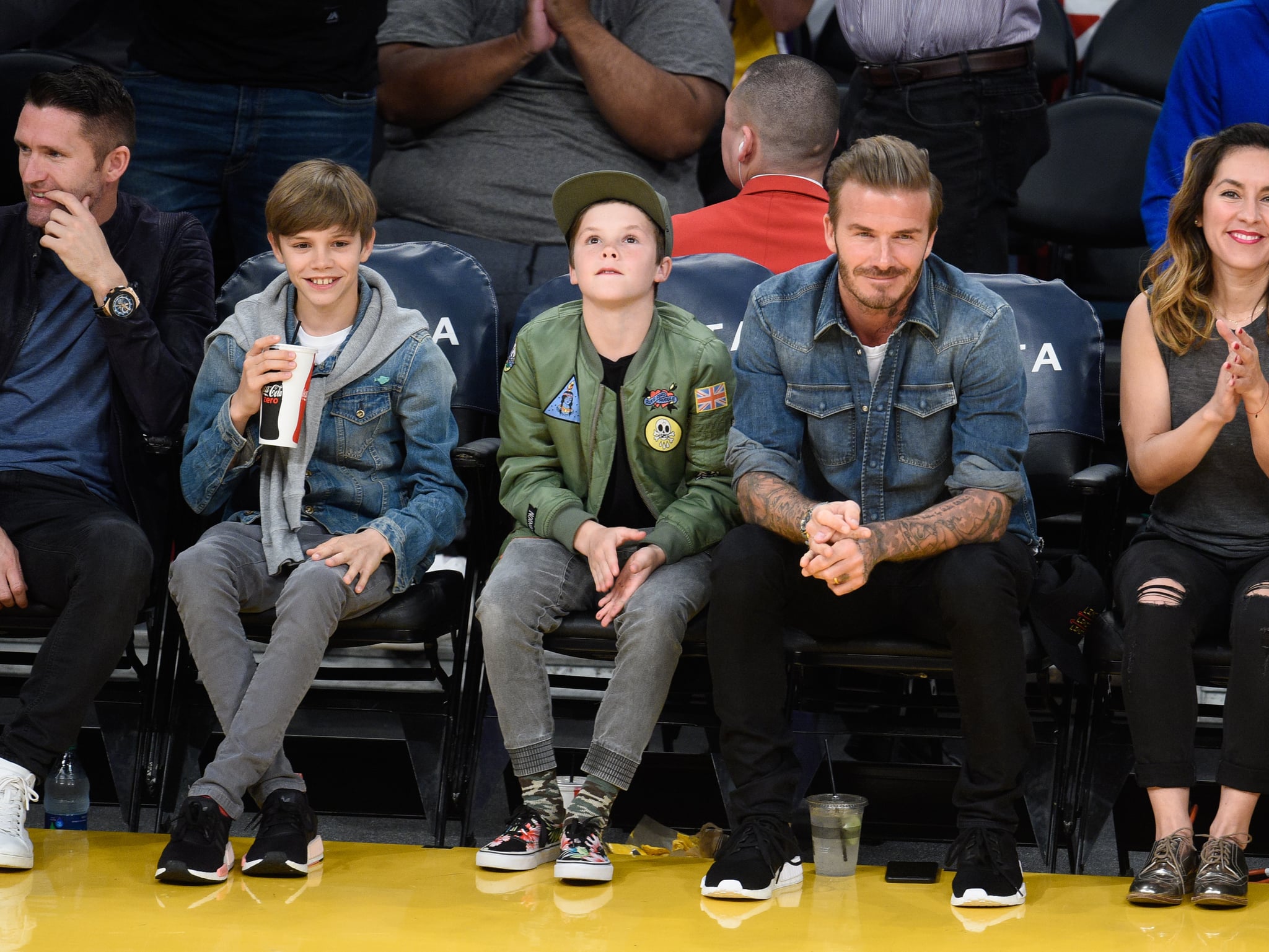 David Beckham With Sons At Lakers Game April 16 Popsugar Celebrity