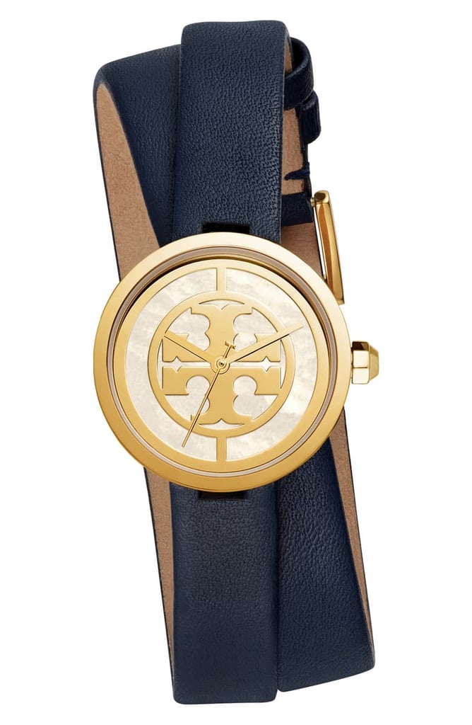 Tory Burch Reva Double Wrap Leather Strap Watch