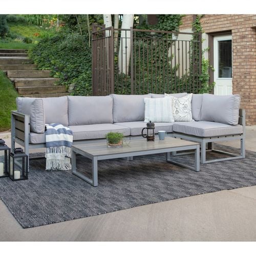 Gray 4-Piece All-Weather Patio Set with Cushions