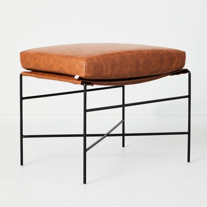 Awesome Ottoman: Faux Leather Metal Ottoman