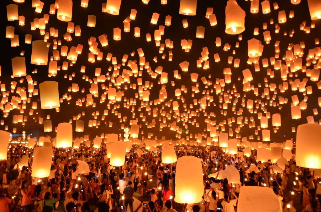 Let Go of a Floating Lantern in Thailand