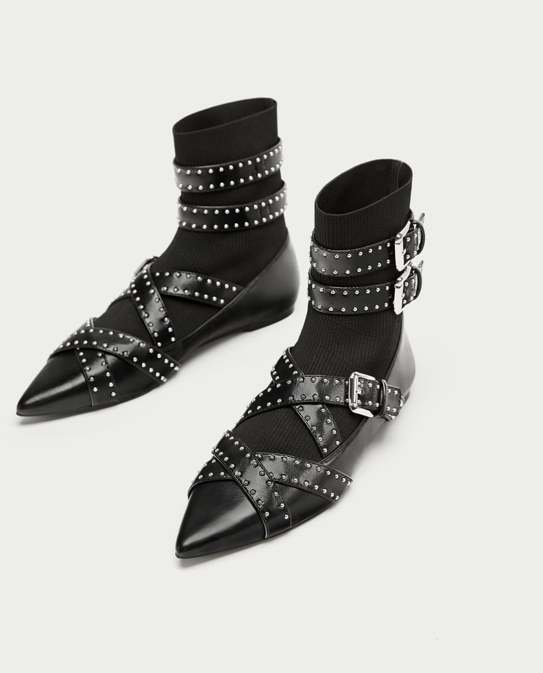 Zara Buckled Flat Sock Ankle Boots