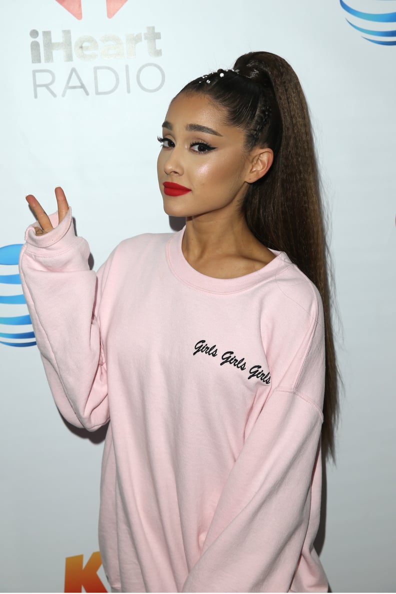 LOS ANGELES, CA - JUNE 02:  (EDITORIAL USE ONLY. NO COMMERCIAL USE) Ariana Grande backstage at the 2018 iHeartRadio Wango Tango by AT&T at Banc of California Stadium on June 2, 2018 in Los Angeles, California.  (Photo by Jesse Grant/Getty Images for iHear