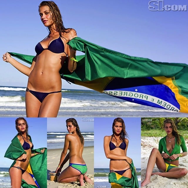 Model Ana Beatriz Barros shared throwback photos from her Sports Illustrated Swimsuit Issue while cheering on the Brazilian team.
Source: Instagram user anabbofficial