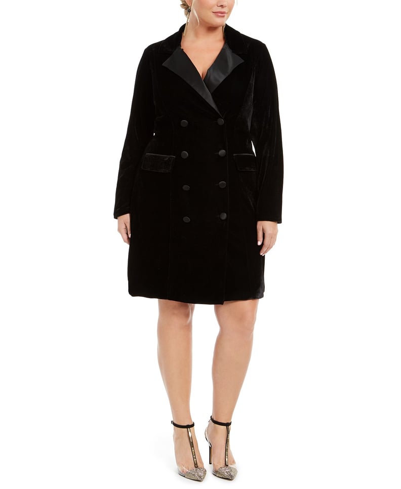 City Studios Trendy Plus Size Velvet Tuxedo Dress