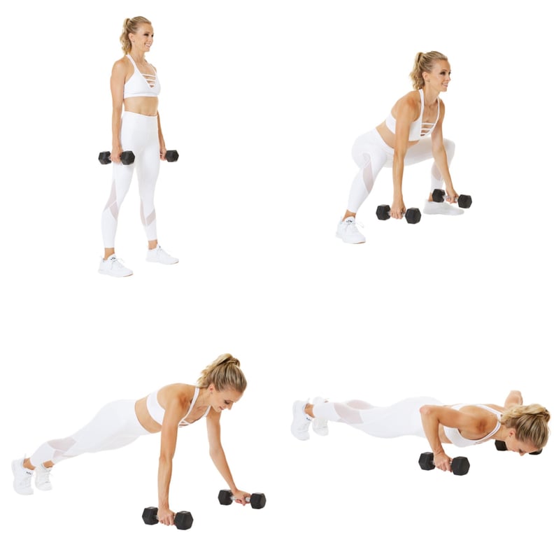 Burpee Push-Up, Row, Curl to Shoulder Press Combo (Part 1)