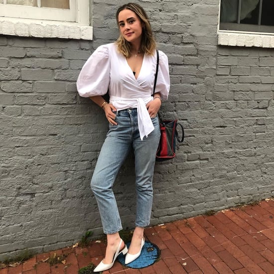 Naomi Biden's White Blouse, Jeans, and Balenciaga Bag