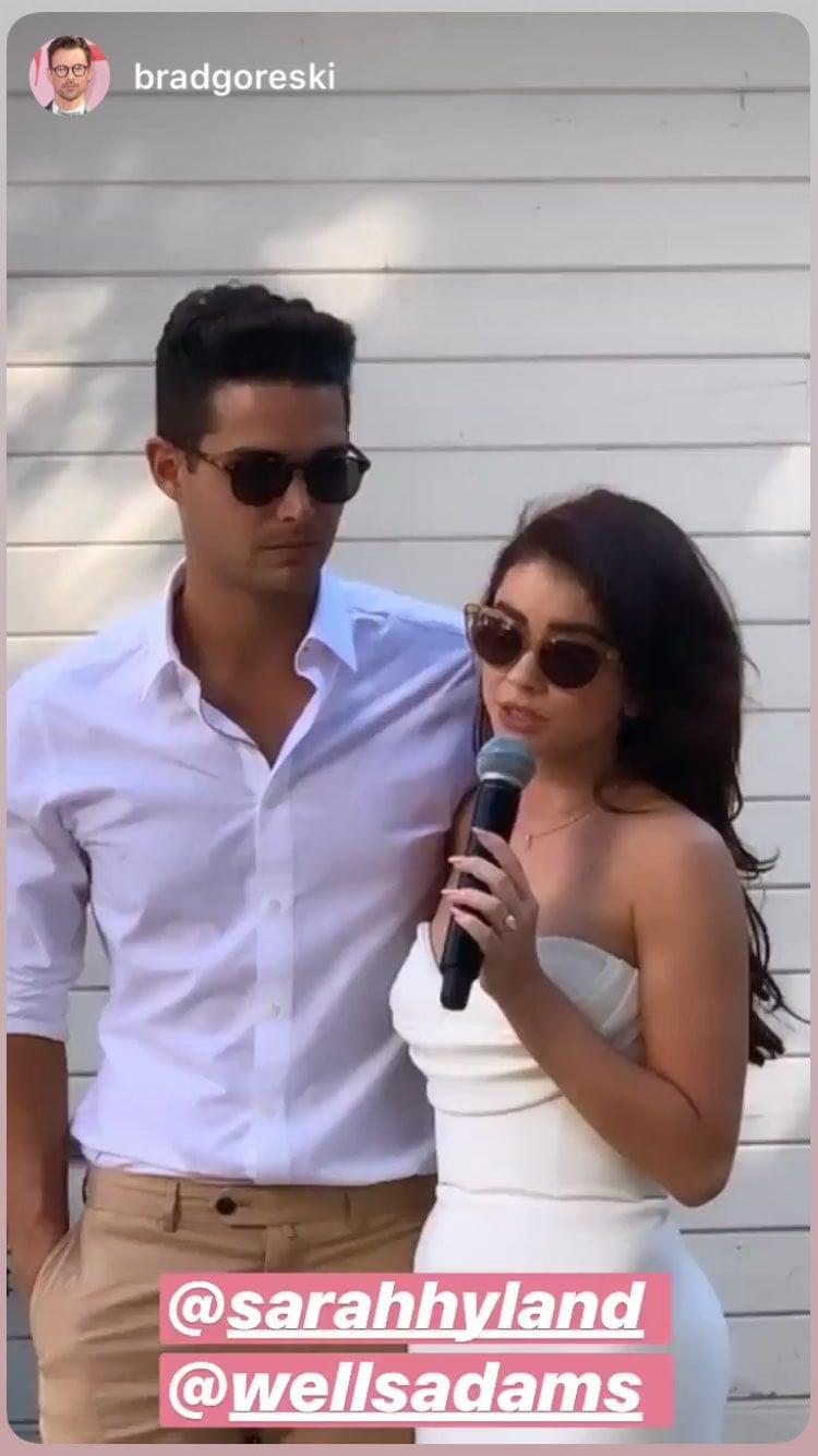 sarah hyland engagement dress BREAKING BEAUTY NEWS! SARAH HYLAND'S WEDDING DAY MAKEUP Darlings, I am  sending a huge congratulations to the beautiful @sarahhyland and  @wellsadams on their wedding day!! How STUNNING is this makeup magic look