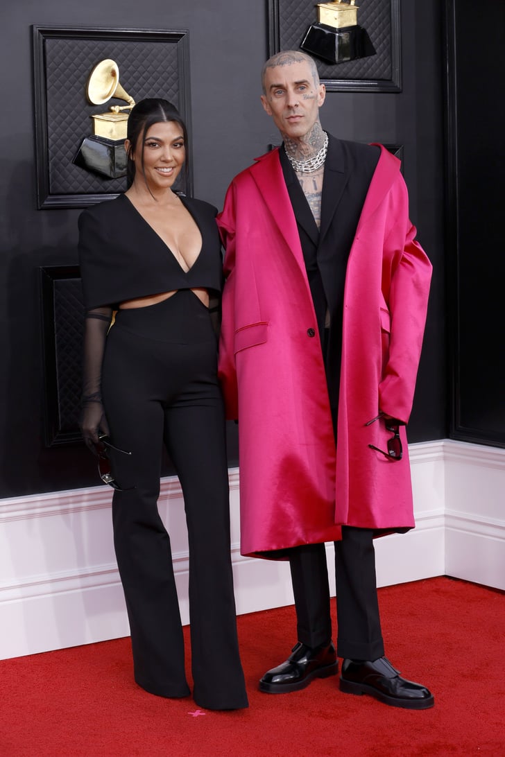 Kourtney Kardashian and Travis Barker at the 2022 Grammys POPSUGAR
