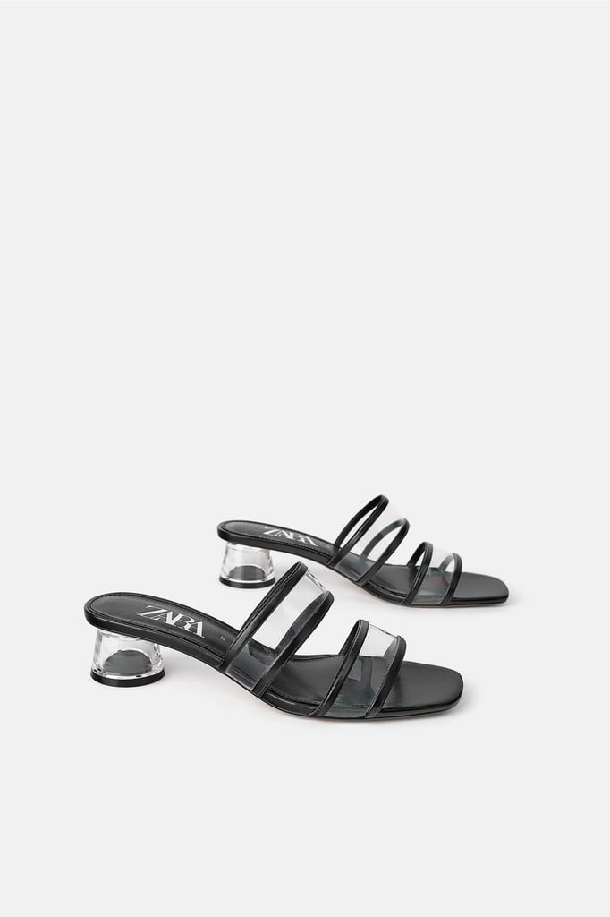 Methacrylate Heeled Sandals With Vinyl Straps