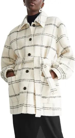 Plaid About You: & Other Stories Windowpane Plaid Wool Blend Coat