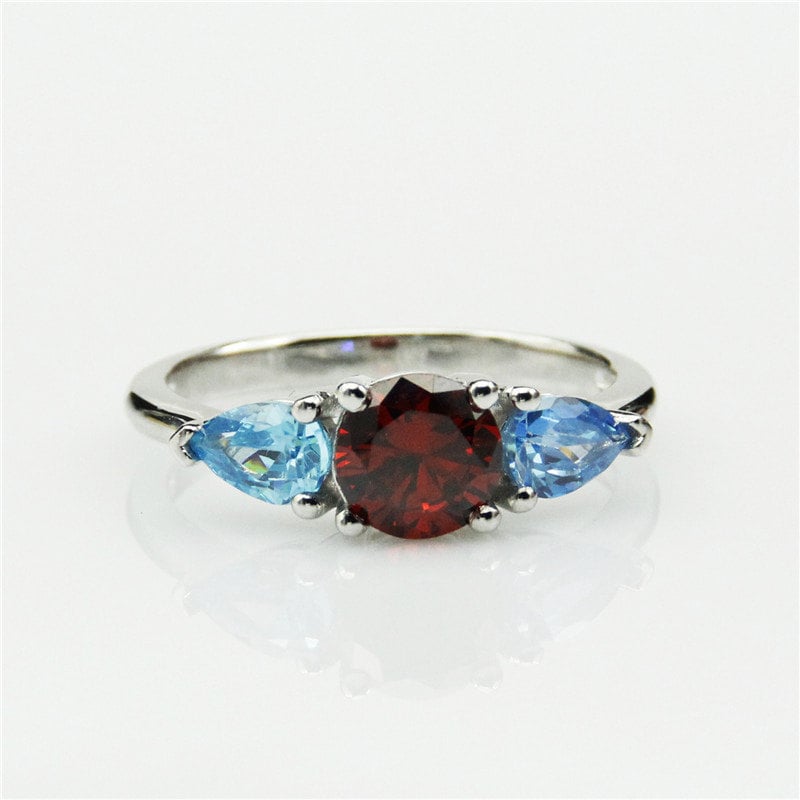Game of Thrones Tully Blue Accents Simulated Ruby Gemstone Sterling Silver Ring ($90)