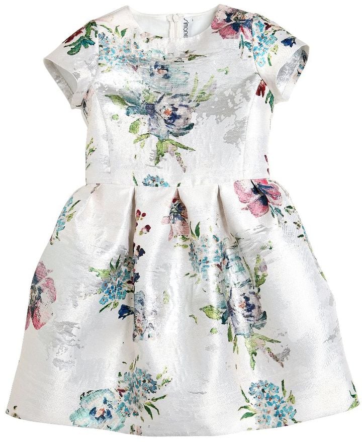 Floral Brocade Satin Party Dress