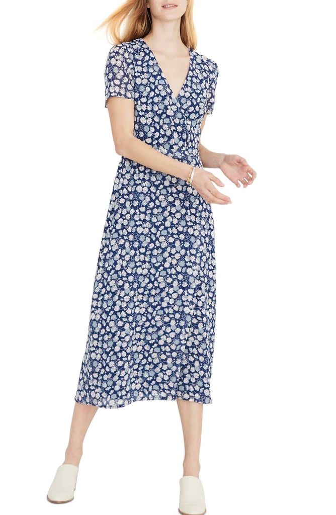 Floral Wrap Front Midi Dress