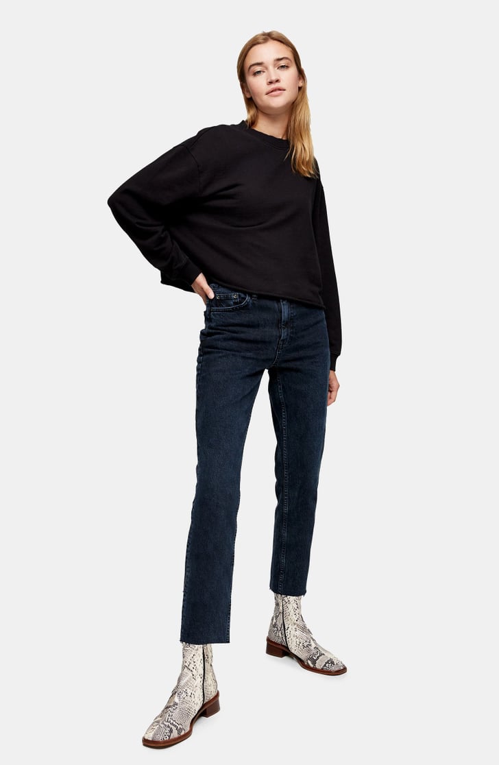 Topshop raw top hem straight jeans