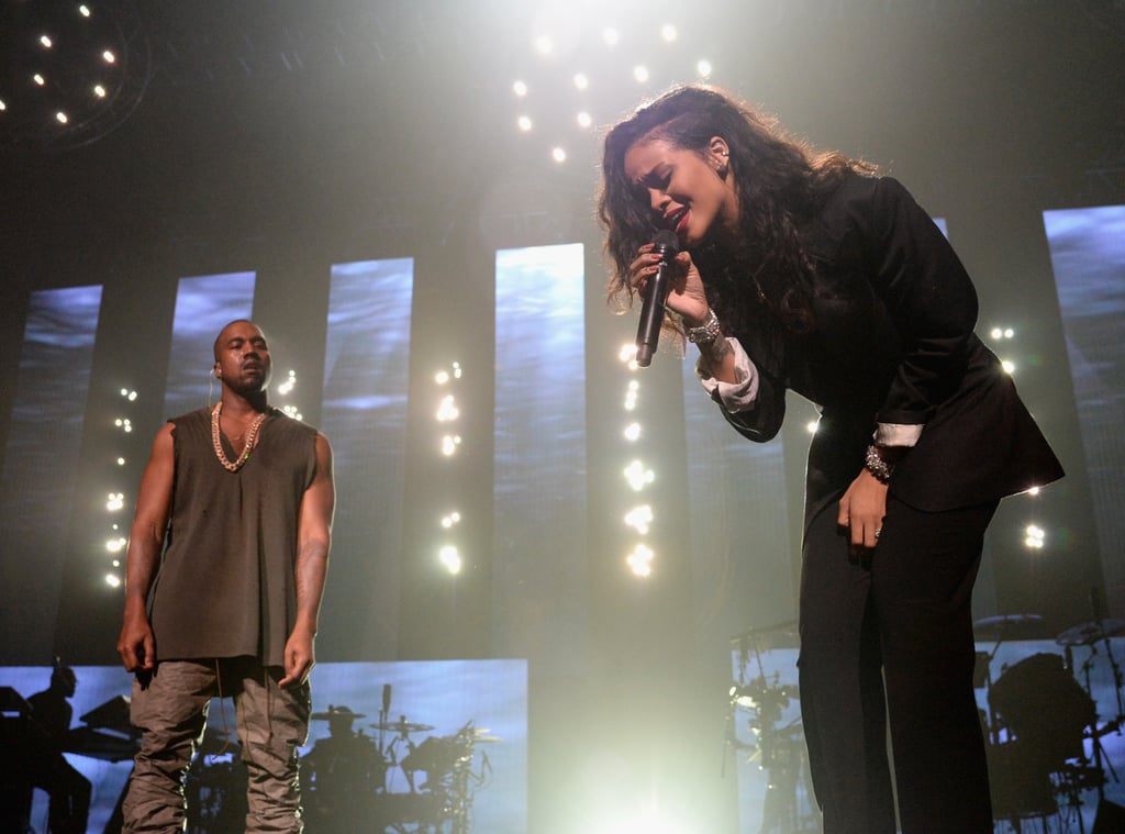 Kanye West and Rihanna performed at the DirecTV Super Saturday Night party.