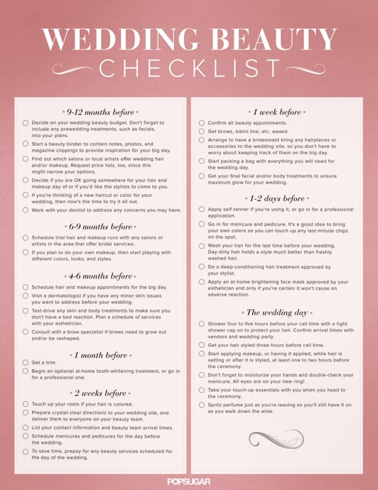 download the ultimate wedding beauty planning checklist popsugar beauty uk