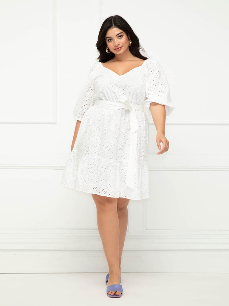 A Spring Dress: Eloquii Elements Plus Size Belted Eyelet Dress