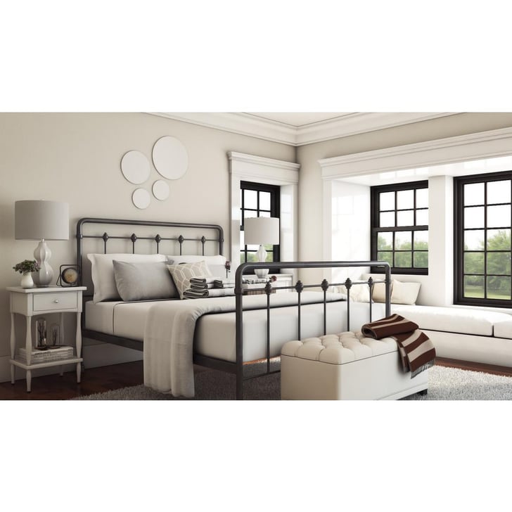 All-In-1 Metal Queen-Size Curve Headboard and Bed Frame ...