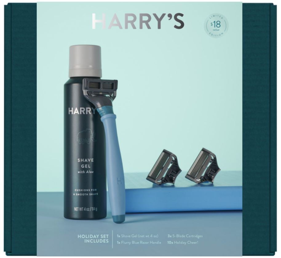 Harry's Holiday Gift Set with Limited-Edition Flurry Blue Razor Handle
