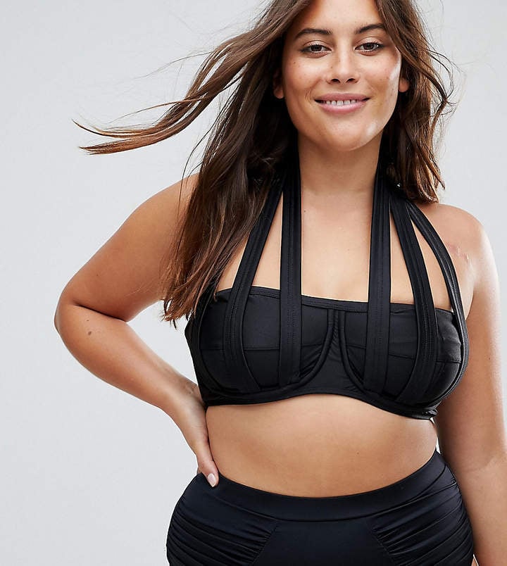 Monif C Black Strappy Bikini Top