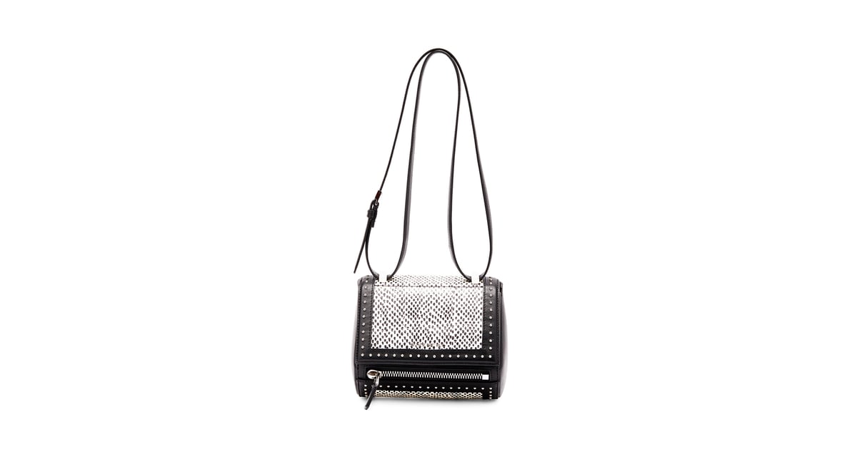 Givenchy Pandora Box Mini Snakeskin Shoulder Bag, Black/White 