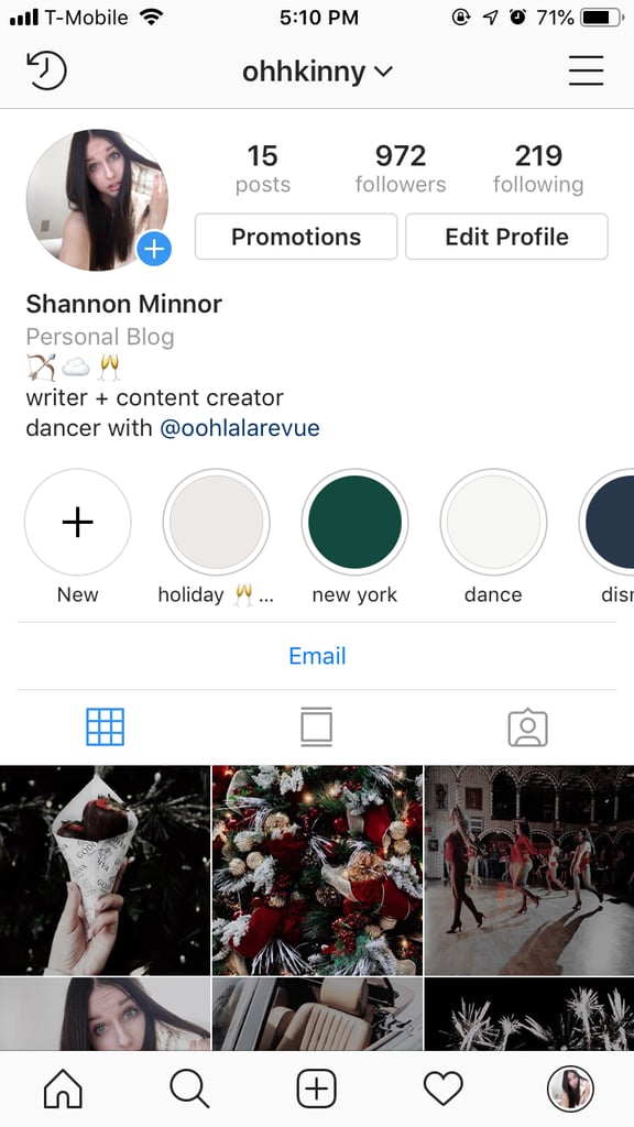 Begin by going to your Instagram profile. From there, tap on your profile picture — it'll automatically take you to the Instagram stories recording page. You can also reach this page by tapping on your profile picture in the upper left corner of the app's homepage or by swiping left on the homepage.