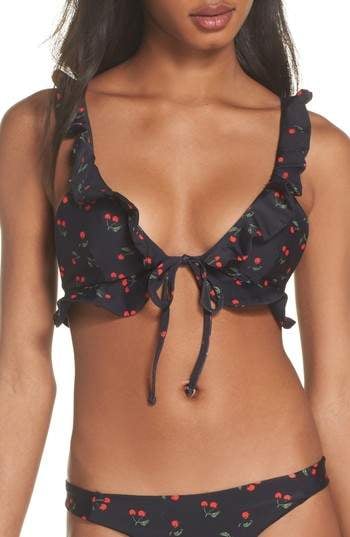 For Love & Lemons Mon Cheri Ruffle Bikini Top